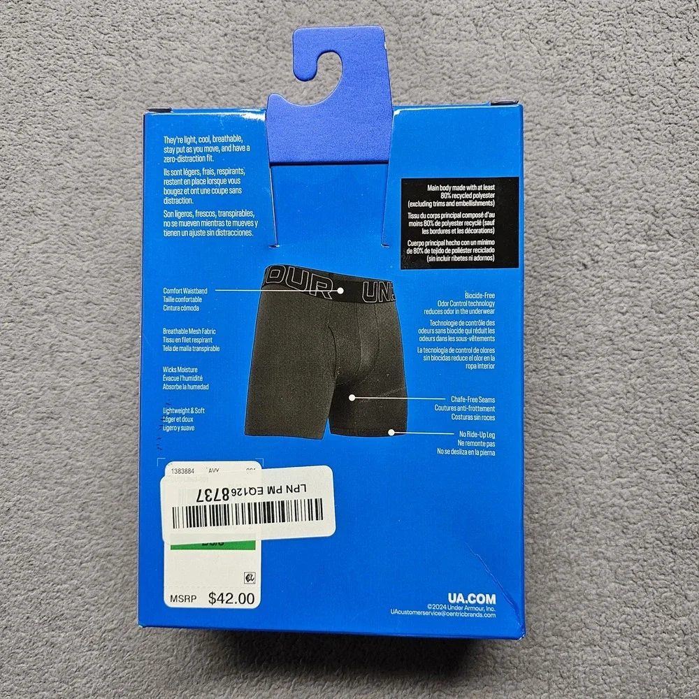 Under Armour Mens Boxerjock Performance Tech Mesh 6 Inch Boxer Briefs 3 Pack L
